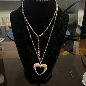 Paparazzi Gold Heart Necklace with Rhinestones